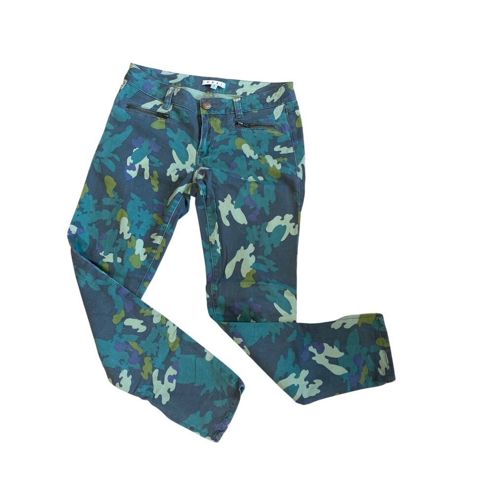 Cabi Clover Camo Skinny Jeans Style 766 Women's 6 Stretch Ankle zips - Picture 2 of 11